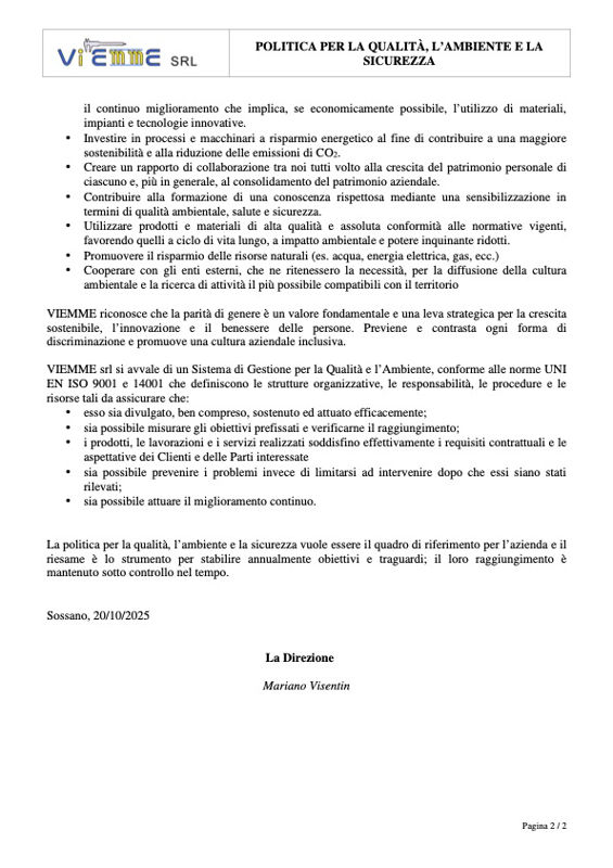 Politica qualita ambiente sicurezza